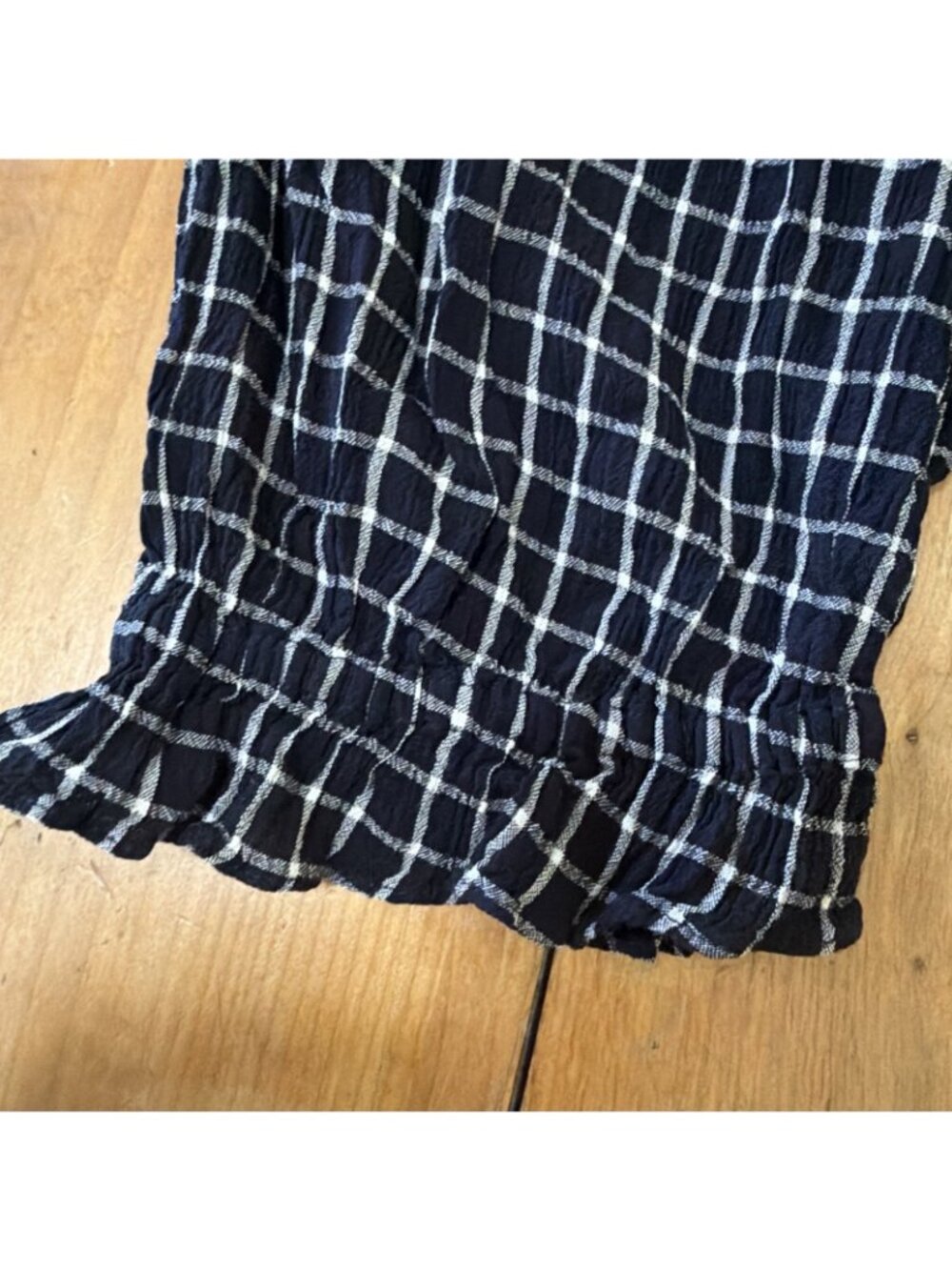 Anthropologie Maeve Dress Size Medium Sara Black Window Pane Viscose Smocked - Picture 11 of 11